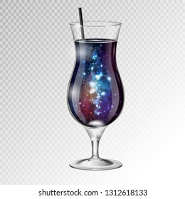Vector illustration of realistic cocktail tequila sunsire glass with space background inside