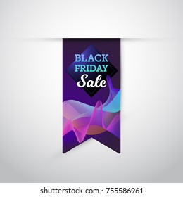Vector illustration, realistic colorful flag with Black Friday Sale text on the abstract vawy background. Eps 10 file.