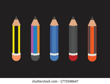 Vector illustration of Realistic colorful pencil. Pencil Set vector illustration.