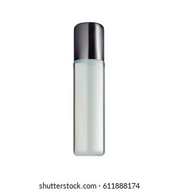 Ilustración vectorial de botella de cosméticos realistas sobre fondo blanco. Envase para crema, espumas y otros cosméticos. Plantilla para maquillar tu diseño.