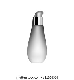 Vector illustration of realistic cosmetics bottle on White background. Container for cream, foams and other cosmetics. Template For Mock up Your Design.