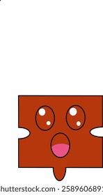vector illustration of a realistic and cute puzzle corner piece in brown brick color. isolate white background