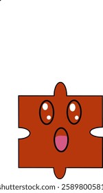 vector illustration of realistic and cute puzzle center piece in brown brick color. isolate white background