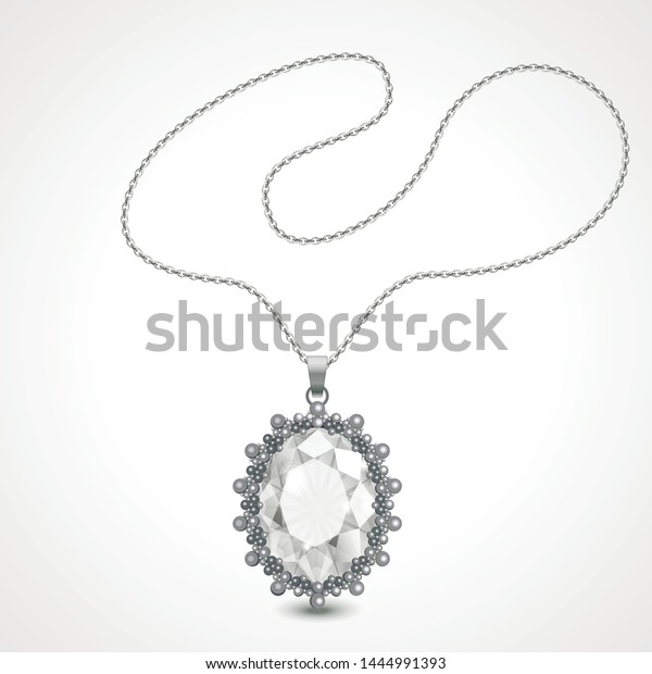 リアルなダイヤモンドのネックレスのベクターイラスト のベクター画像素材 ロイヤリティフリー