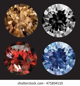 Vector illustration of a realistic diamond set