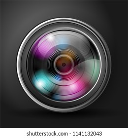 Vector illustration of realistic digital camera lens.