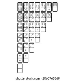 Vector illustration of realistic domino full set isolated on transparent background. Dominoes bones art design. Abstract concept 28 pieces for game graphic element. Simple vector.
