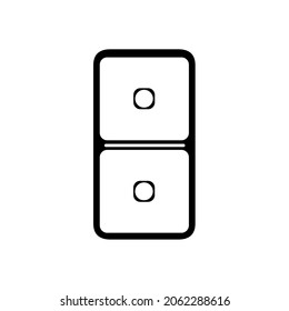 Vector illustration of realistic domino full set isolated on transparent background. Dominoes bones art design. Abstract concept 7 pieces for game graphic element. Card number one-one.