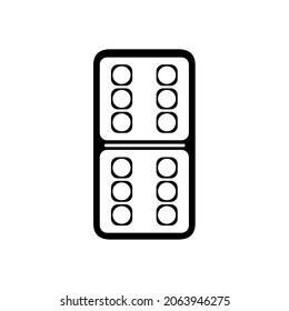 Vector illustration of realistic domino full set isolated on transparent background. Dominoes bones art design. Abstract concept 7 pieces for game graphic element. Card number six-six.