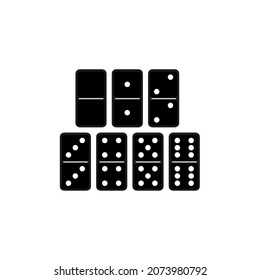 Vector illustration of realistic domino full set isolated on transparent background. Dominoes bones art design. Abstract concept 7 pieces for game graphic element. Twin serial number cards.