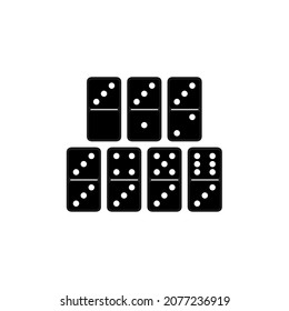 Vector illustration of realistic domino full set isolated on transparent background. Dominoes bones art design. Abstract concept 7 pieces for game graphic element. Serial number three card.