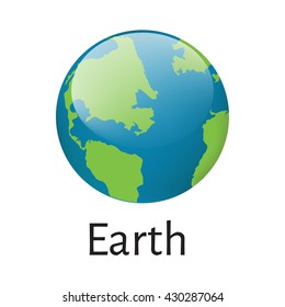 Vector illustration realistic earth planet isolated on white background. Globe icon. Earth icon