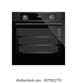 Vector illustration of realistic electric oven with transparent glass door on a plain backgrounds