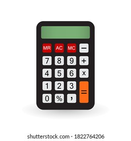 Vector illustration of realistic electronic calculator isolated on white background.