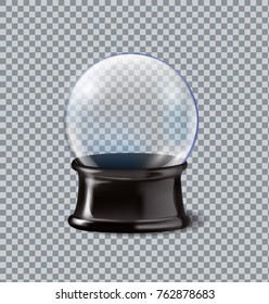 Vector illustration realistic empty christmas snow globe isolated on a transparent background.