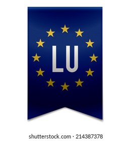 Vector illustration of a realistic EU flag with the country luxembourg - LU.