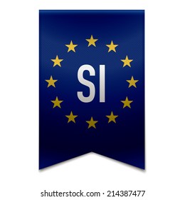 Vector illustration of a realistic EU flag with the country slovenia - SI.