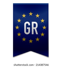 Vector illustration of a realistic EU flag with the country greece - GR.
