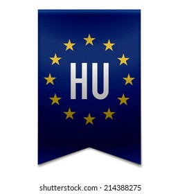 Vector illustration of a realistic EU flag with the country hungary - HU.
