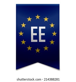 Vector illustration of a realistic EU flag with the country estonia - EE.