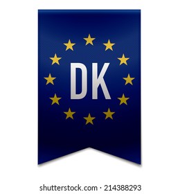 Vector illustration of a realistic EU flag with the country denmark - DK.