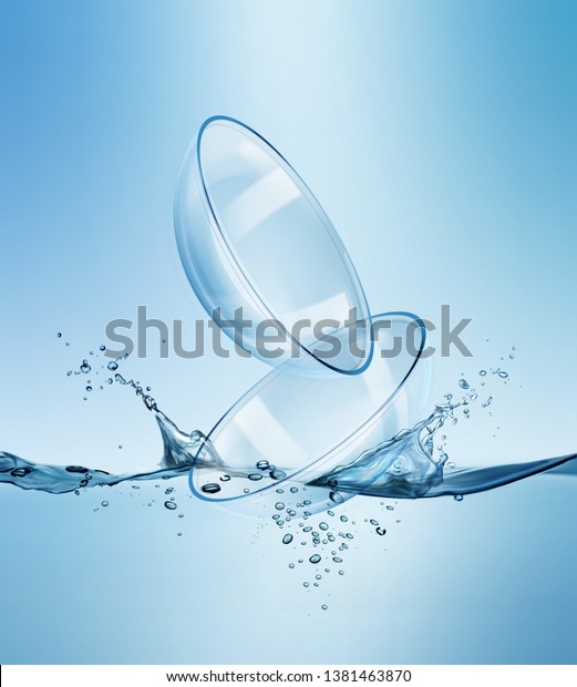 水を飛ばす際のリアルな目の触れ口の長さのベクターイラスト 青の背景に広告テンプレート のベクター画像素材 ロイヤリティフリー