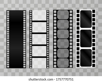 Vector illustration of realistic film strip on a transparent background. Film strip for your design.