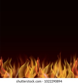 Vector illustration. Realistic fire flames background, copy space mockup template design