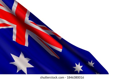 Vector illustration with a realistic flag of Australia and blank space for text isolated on white background. Vector element for Australia Day, Foundation Day, Canberra Day, Western Australia Day. svg