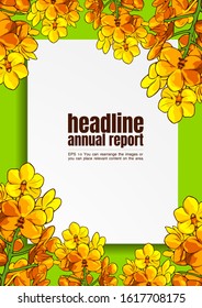 Vector illustration of a realistic flower and paper background, flyer brochure design, layout template, comic style, cover template, EPS10.