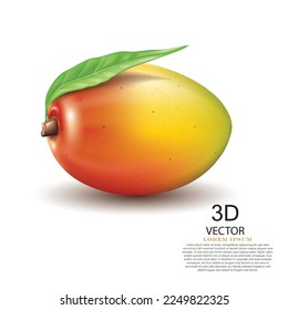 Vektorgrafik realistische, frische Mango einzeln auf weißem Hintergrund.