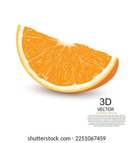 vector illustration realistic fresh orange slice design on the white background.