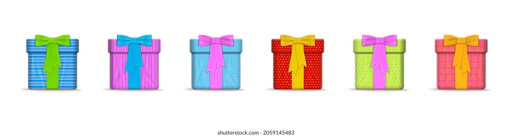 Vector Illustration of Realistic Gift Box Set, Holiday Decoration Presents