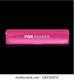 Vector illustration of realistic glass colored banner on black background for your design.