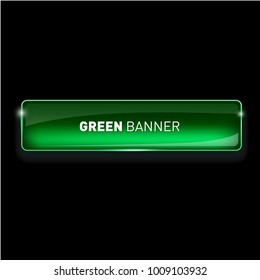 Vector illustration of realistic glass colored banner on black background for your design.