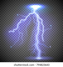 Vector illustration of a realistic glowing lightning