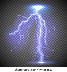 Vector illustration of a realistic glowing lightning