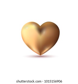 Vector illustration of realistic gold heart. Valentine's day design.