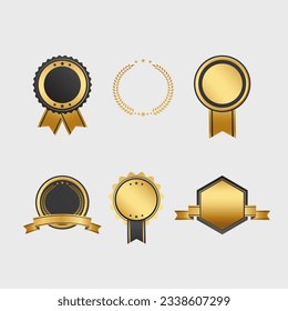 Vector illustration of realistic golden luxury badges collection. Perfect for business and qualities.