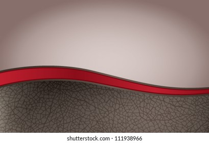 Vector Illustration Of Realistic Grey Leather In A Curved Wave Shape With A Red Trim. Perfect For A Banner, Header Or Footer. Transparency Effects Used (multiply And Soft Light). EPS 10.