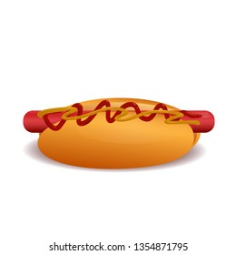 Vector illustration of realistic hot dog on white background