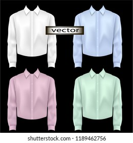 Vector illustration of a realistic image of a shirt in white and in light colors, men's clothing with buttons.