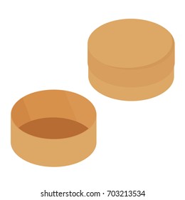 Vector illustration realistic isometric 3d brown round box set , collection for fashion hat.