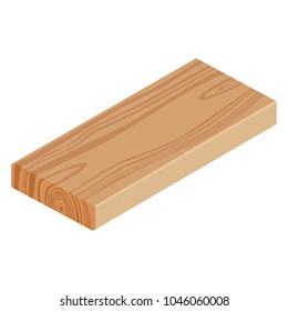 Vector illustration realistic isometric rasped wooden timber plank for building construction or floring. Wood board