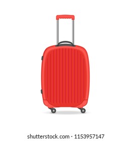 Vector illustration. A realistic large polycarbonate travel case. Isolated on white background.