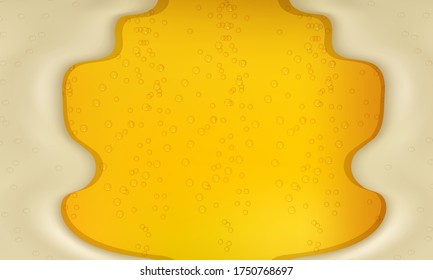 Vector illustration of realistic light or dark beer with foam and bubbles.Cool liquid drink.