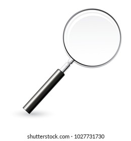 Vector illustration of realistic magnifying glass isolated on white