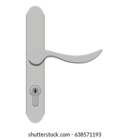 Vector illustration realistic metal door handle with door lock isolated on white background.