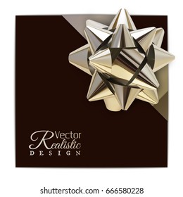 Vector illustration of realistic metallic golden ribbon.