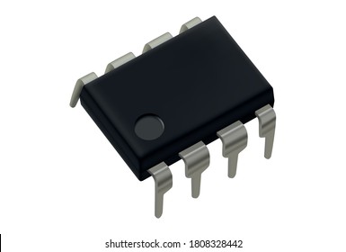 Vector illustration of realistic microchip dip8 isolated on white background